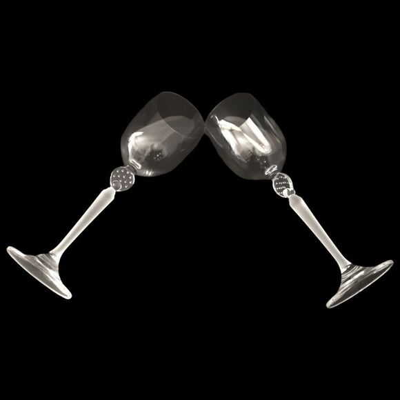 Mikasa MOONLIGHT FROST Wine Glass Goblet Crystal Long Frosted Stem 9.75" Bubbles - Picture 10 of 16